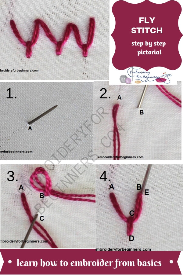how to make a fly stitch step by step pictures
