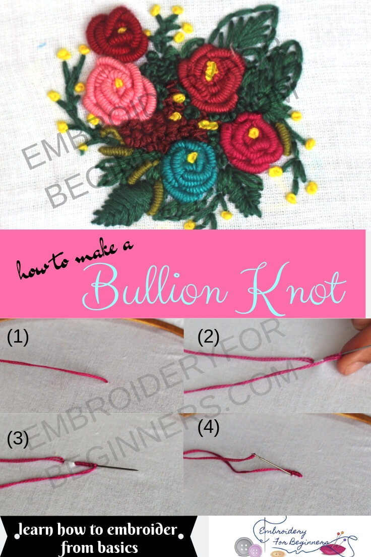 how to make bullion knot with step by step pictures