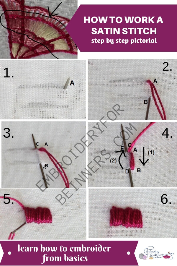 how to work a satin stitch step by step pictures