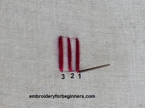 inserting needle through the fabric
