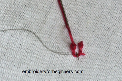 bringing needle up the fabric