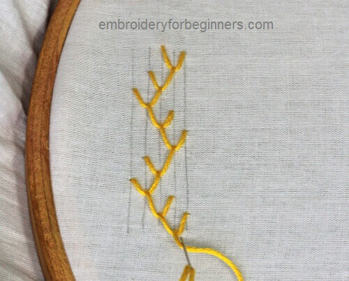 completing the double feather stitch