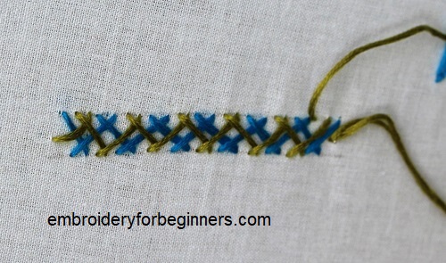 finishing the double herringbone stitch