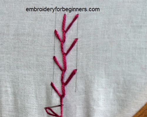 finishing the feather stitch