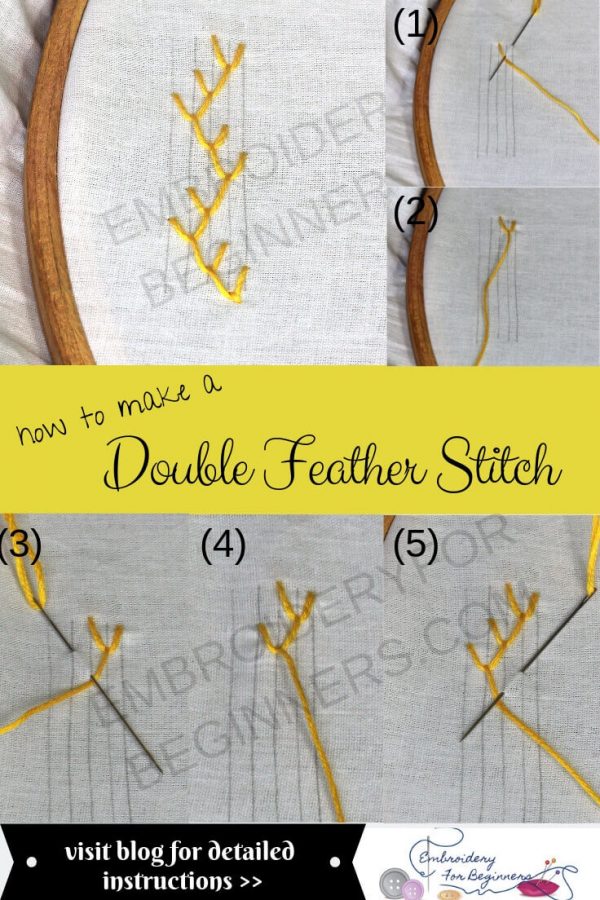 how to make a double feather stitch with step by step picutes