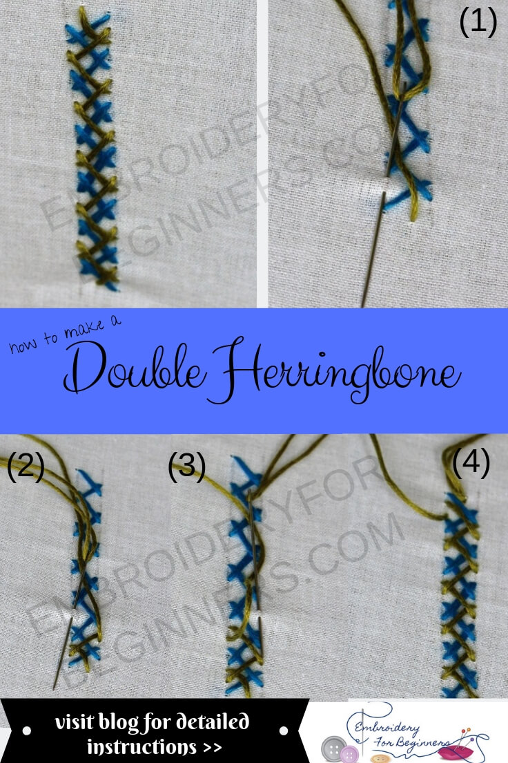 learn how to make double herringbone stitch with step by step pictures