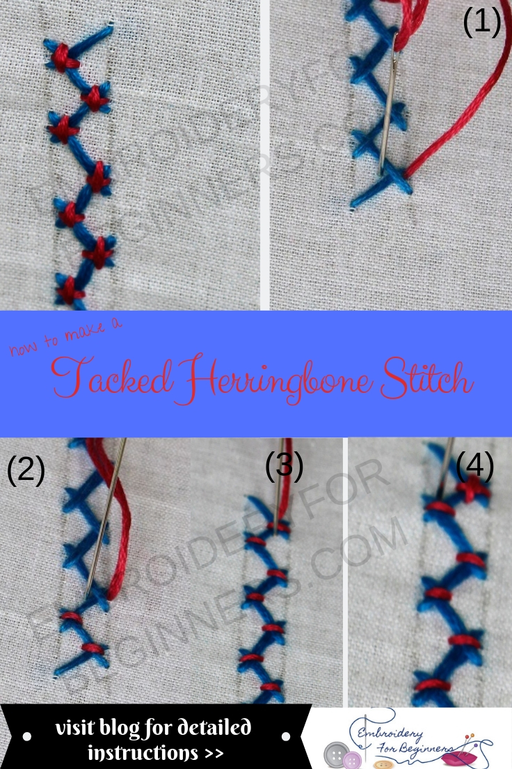 learn how to work a tacked herringbone stitch with step by step pictures