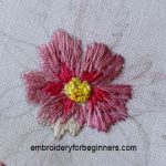 long & short stitch, french knot flower