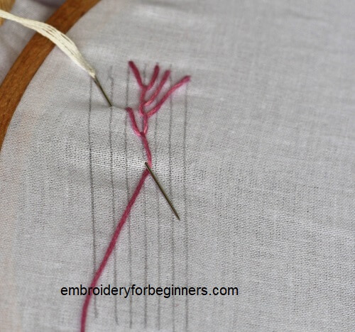 second stitch of maidenhair stitch