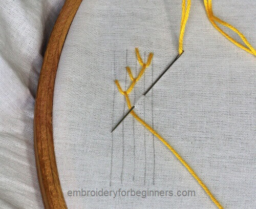 starting second part of the feather stitch