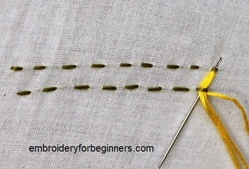 starting stepped running stitch