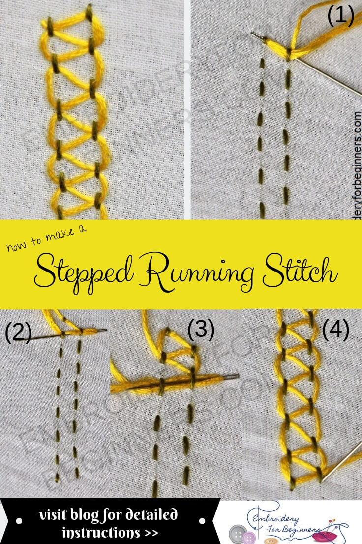 stepped parallel running stitch with step by step pictures