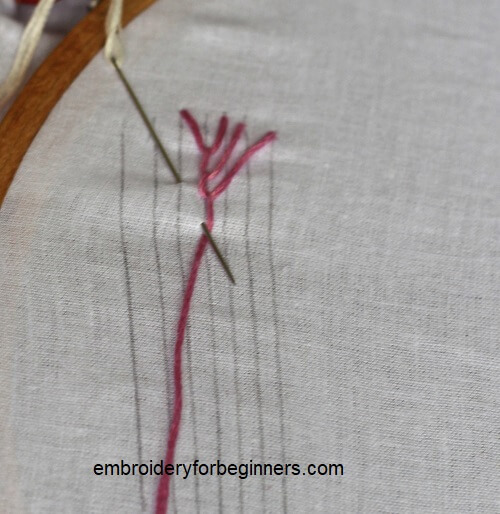 working the other side of maidenhair stitch