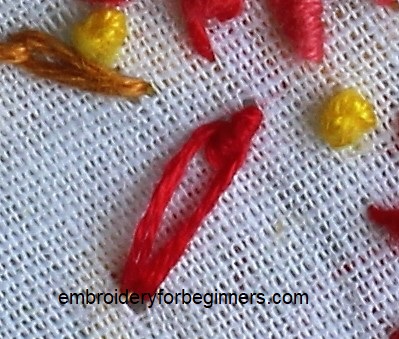 completed knotted lazy daisy stitch