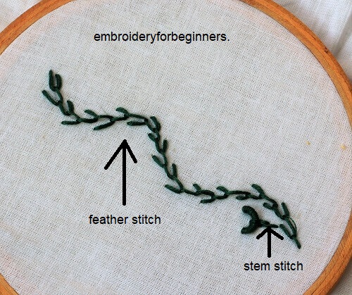 feather stitch branch stem stitch