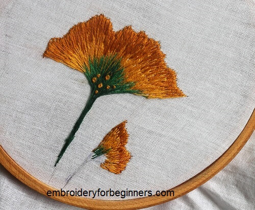 filling the long and short stitch with various colors