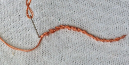 finishing the Portuguese Stem stitch