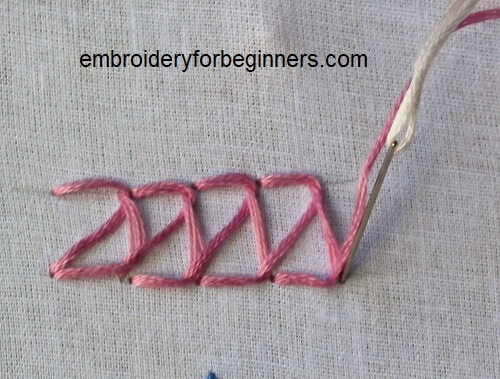 securing the closed feather stitch