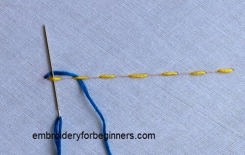 looping around the running stitch