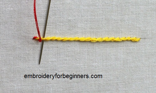 looping the thread around the stem stitch