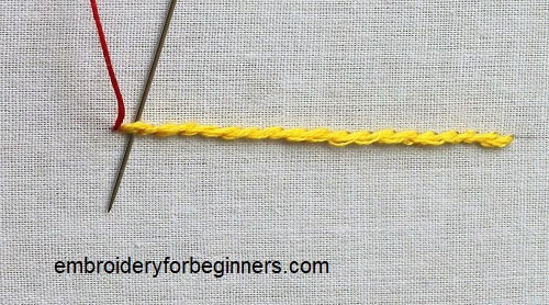 starting whipped stem stitch