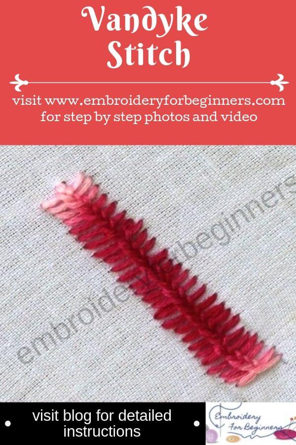 visit blog for detailed instructions for learning the vandyke stitch