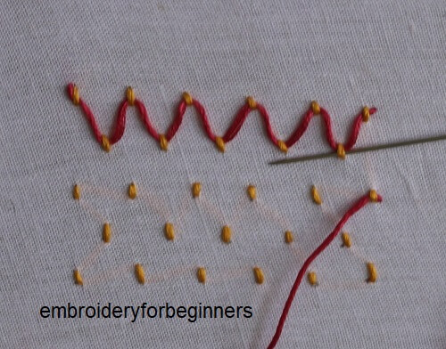6. starting on the second layer of stitches