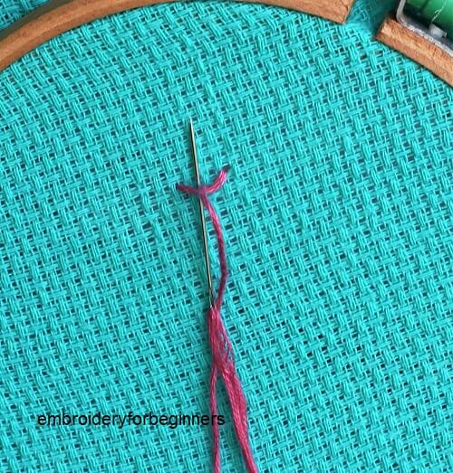 2. looping the cretan stitch with knot