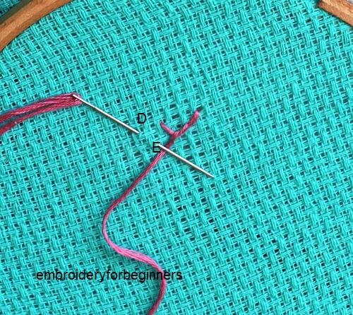 3. working on the knotted cretan stitch