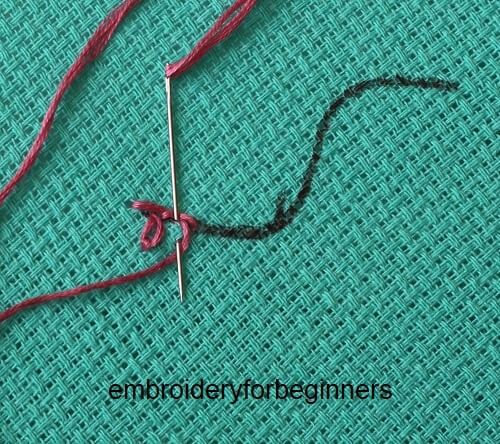completing the petal chain stitch