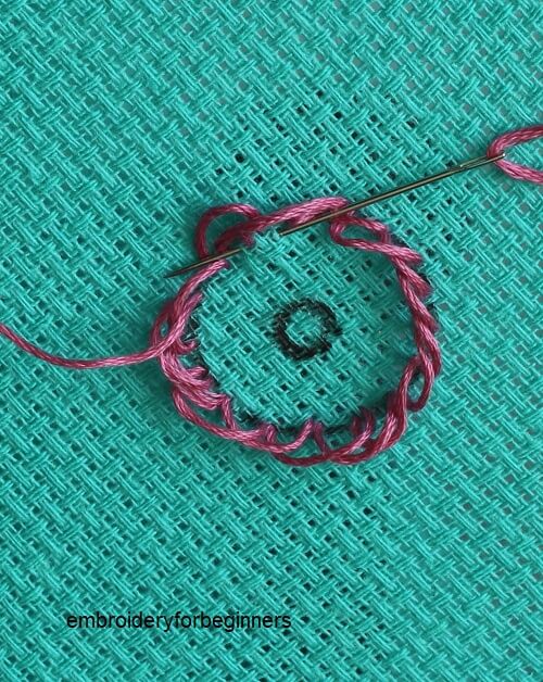 continuing the looped blanket stitch
