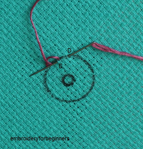 working on the looped blanket stitch